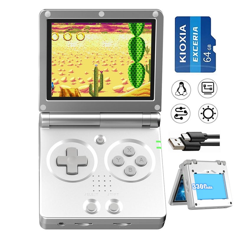 Aivuidbs RG35XXSP Flip Portable Retro Handheld Game Console,RG 35XXSP 3.5 Inch IPS Screen Linux System with 64G TF Card Pre-Installed 5532 Games,Clamshell Games Supports 5G WiFi Bluetooth HDMI xxsp - Image 1